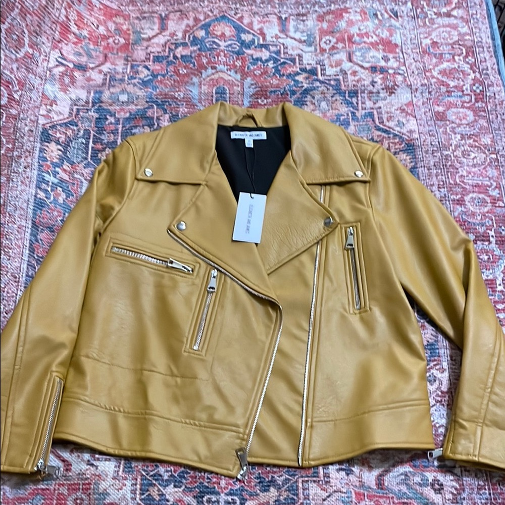 Mustard Leather Biker Jacket